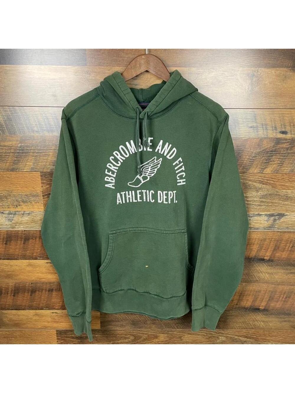 Vintage Y2K Abercrombie & Fitch Athletic Dept. Green Sweatshirt Hoodie Size XL